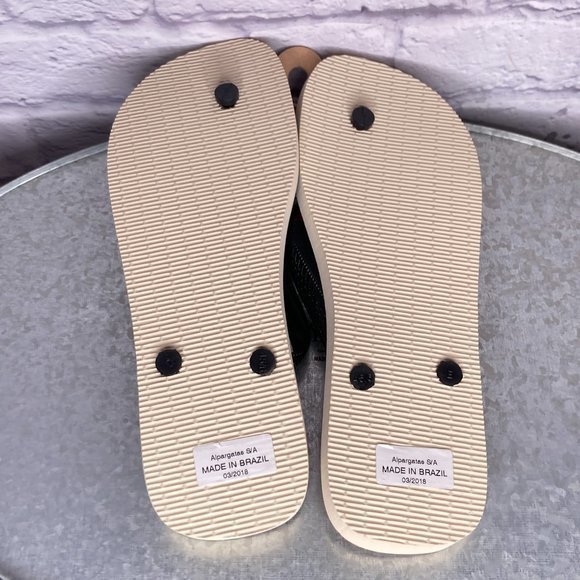 Havaianas Men's 13 Beach Dog Surfboard Beige Black Flip Flops Sandals Brazil - Picture 5 of 6